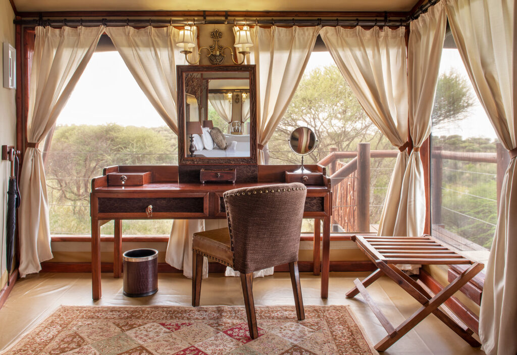 Elevated treetop-style suite at Tarangire Kuro Treetops Lodge with views over the park