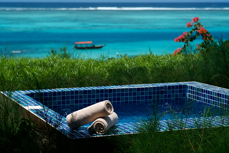 Luxurious villa at Zawadi Hotel Zanzibar overlooking the private bay and Indian Ocean