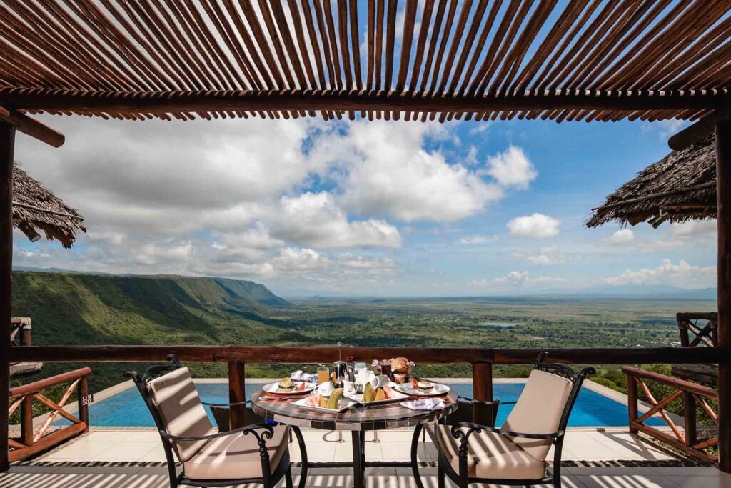 Fine dining restaurant setup at Lake Manyara Kilimamoja Lodge