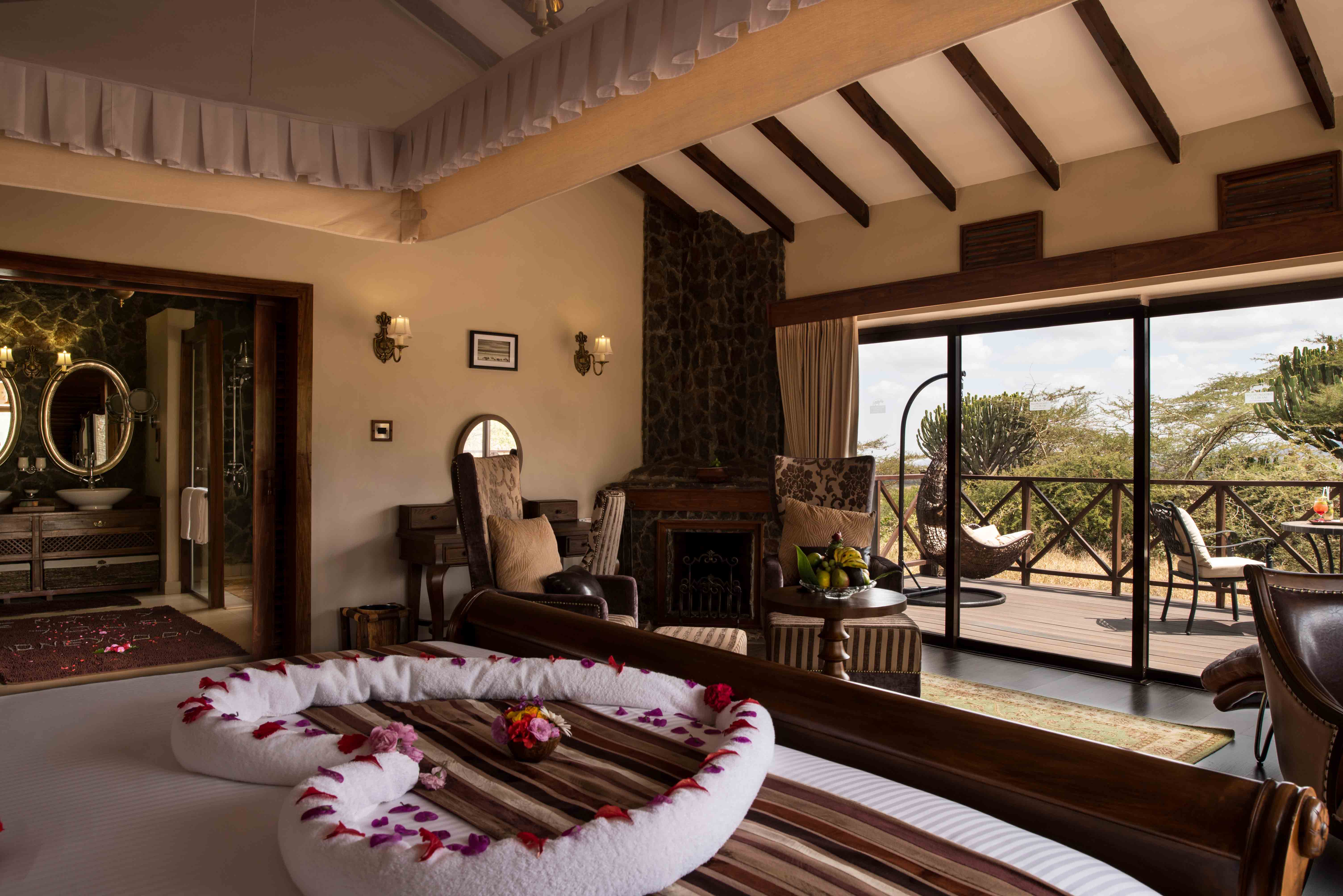 The infinity pool at Ngorongoro Oldeani Mountain Lodge overlooking the vast landscape