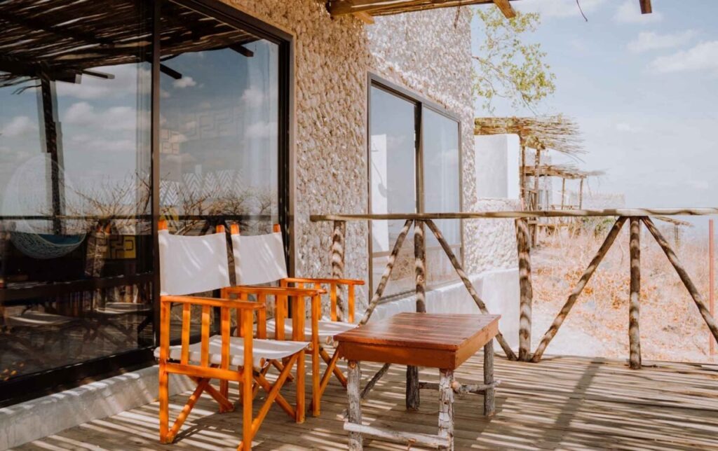 Guests enjoying the view from the restaurant or terrace at Ruaha Hiltop Lodge