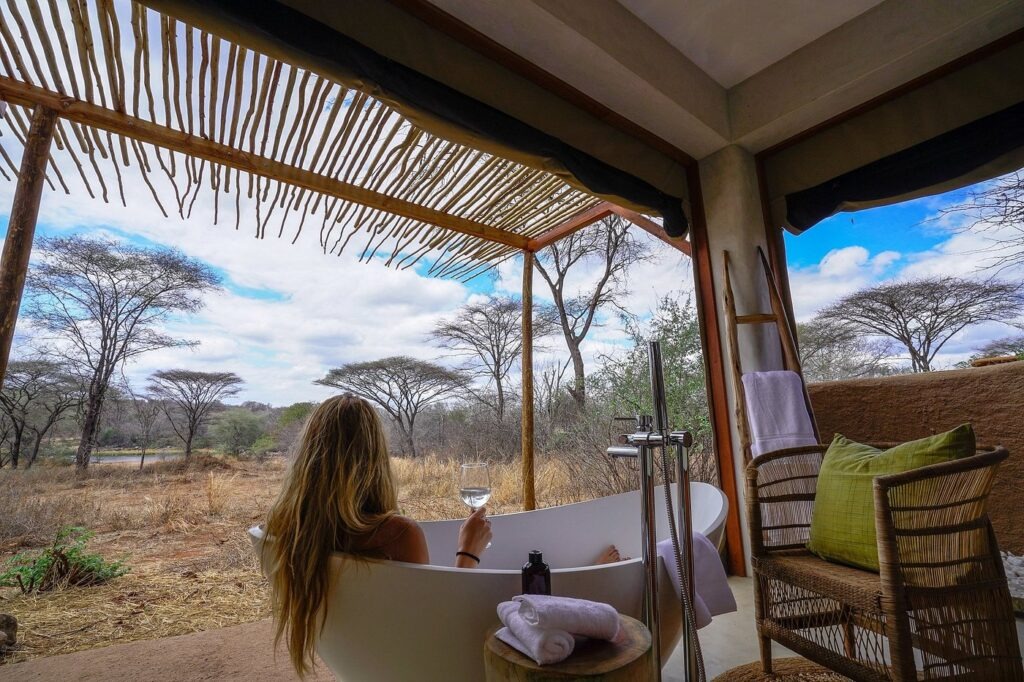 Luxury tent with a view of nature at Asanja Ruaha Camp