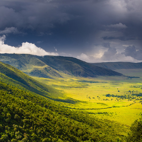 View from airplane arriving in Tanzania, highlighting entry by air